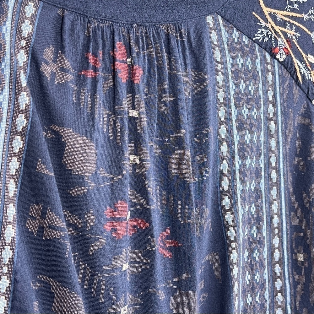 Lucky Brand Women's Blouse Boho Embroidered Bell sleeve High Low Hem Size Small - Picture 6 of 11